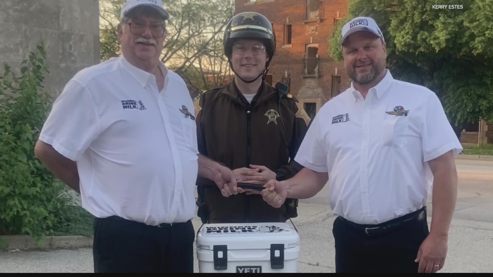 Kerry Estes was back on his farm Monday, a day after passing out winner's milk to Chip Ganassi and his team's chief mechanic in Victory Circle.