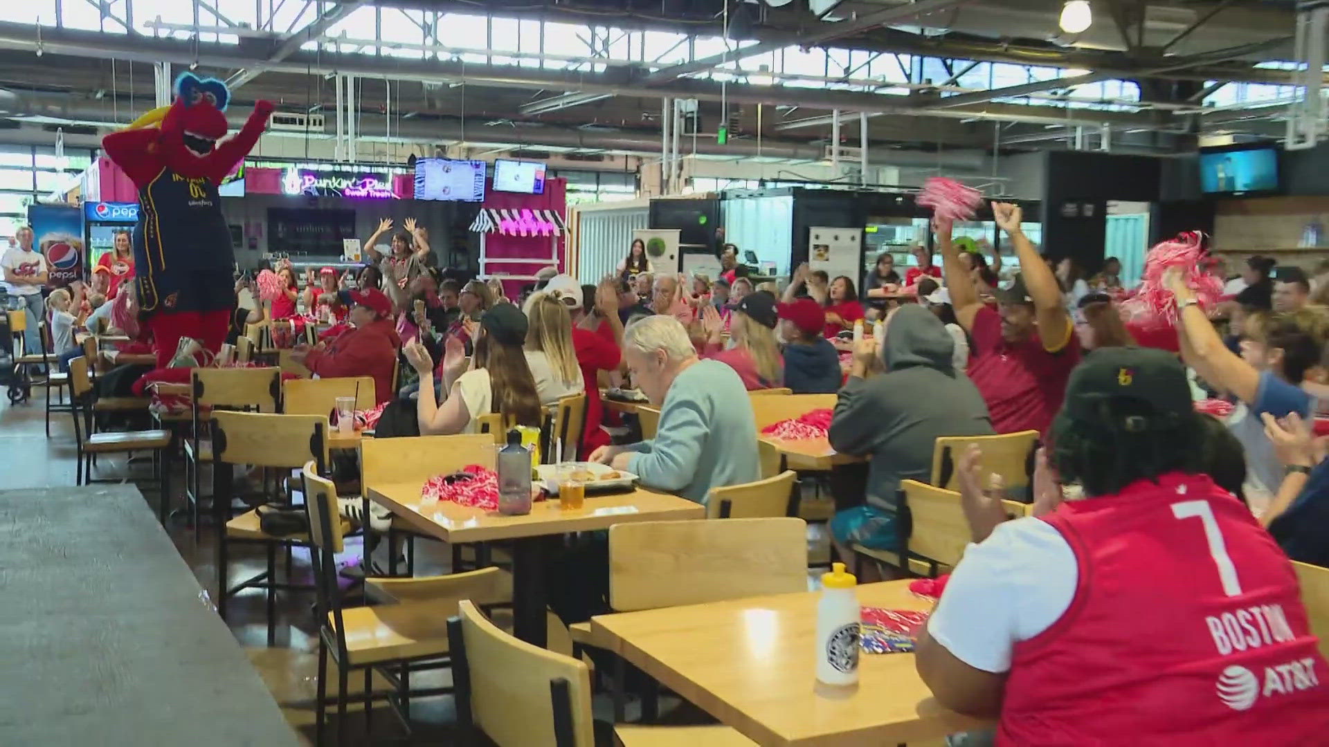 13News reporter Marina Silva reports from Indianapolis during a watch party for the Indiana Fever as they played a playoff game against the Connecticut Sun.