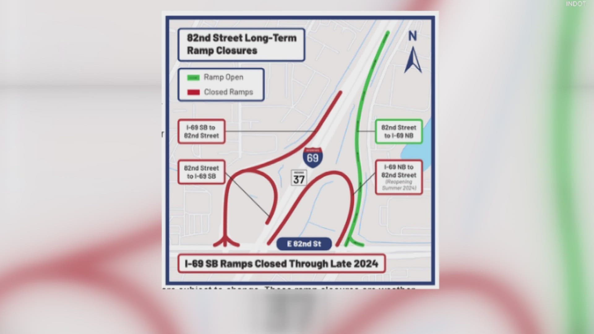 The construction project will shut down access to the 82nd Street on- and off-ramps from I-69 starting at 9 p.m. Jan. 29.