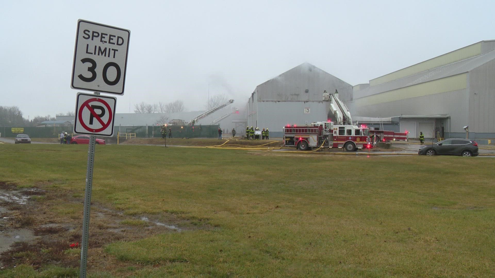 The building was unoccupied when the fire broke out Saturday morning.