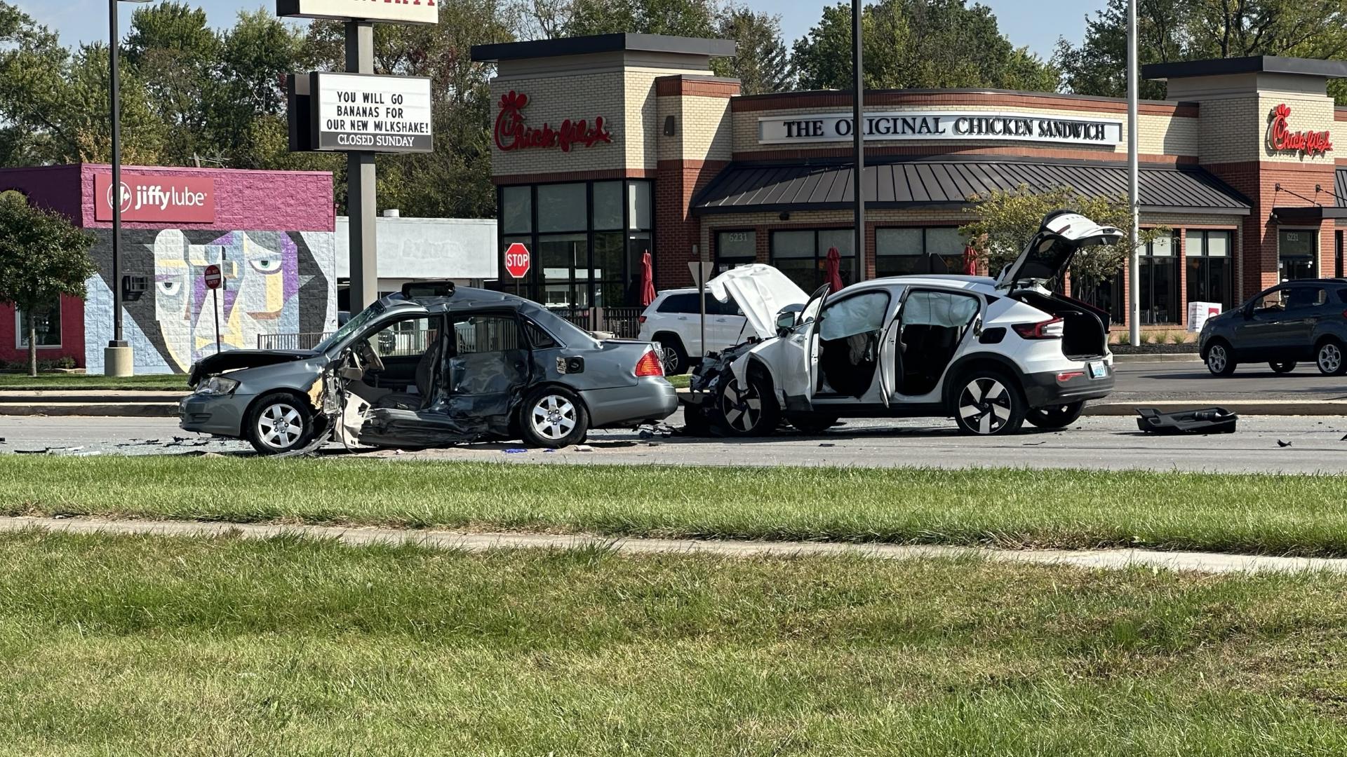 The crash happened near the intersection of North Keystone Avenue and East 62nd Street around 10 a.m. Sunday.