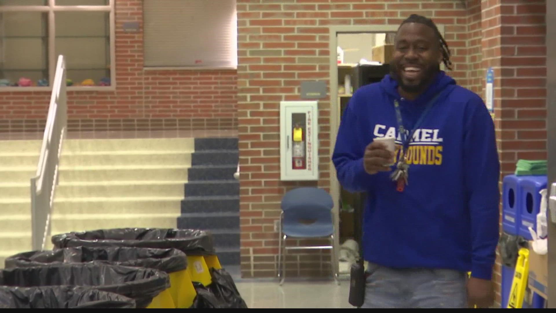 The Carmel custodian is known for his smile and positivity.