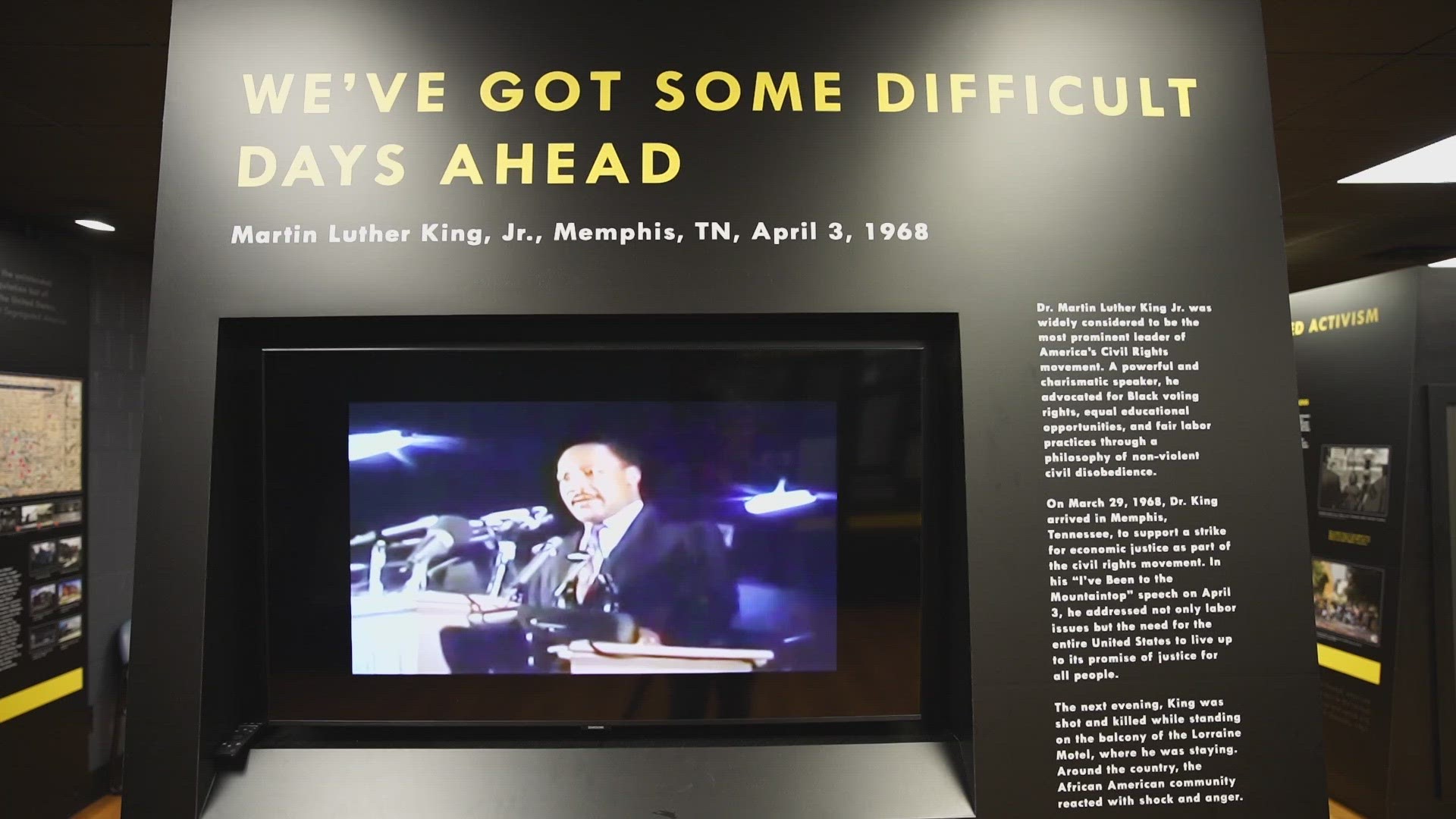It's an interactive exhibit that lets you learn about the life of Doctor King as well as how Robert F Kennedy delivered the news of Dr. King's assassination.