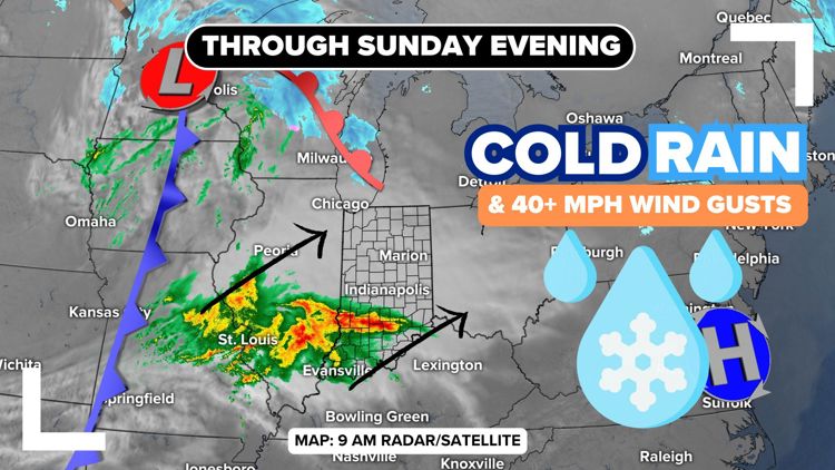 Blustery Weather Hits Indianapolis with Heavy Rain and Strong Winds