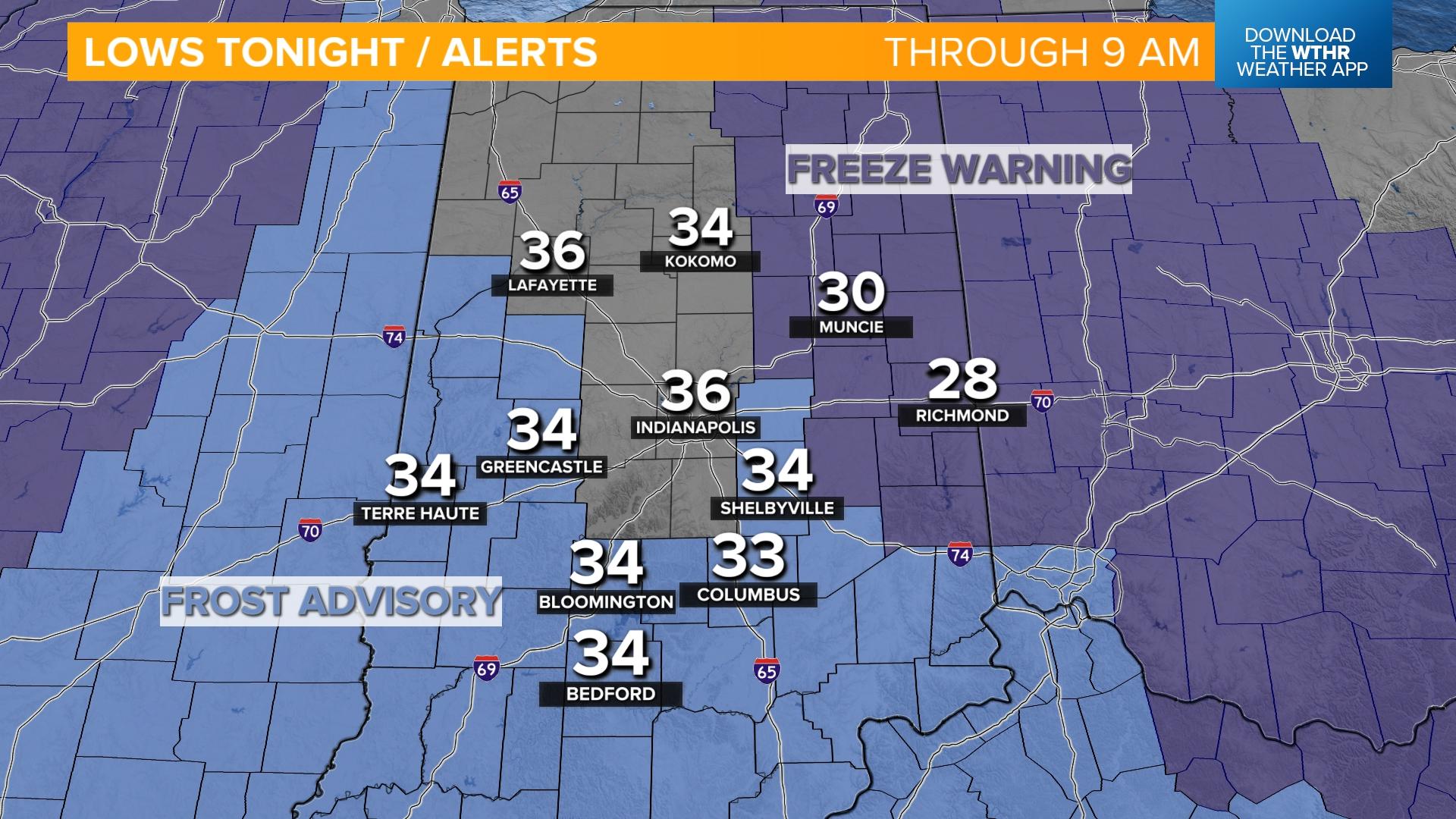 Freeze Warning, Frost Advisory will be in effect Tuesday night | wthr.com