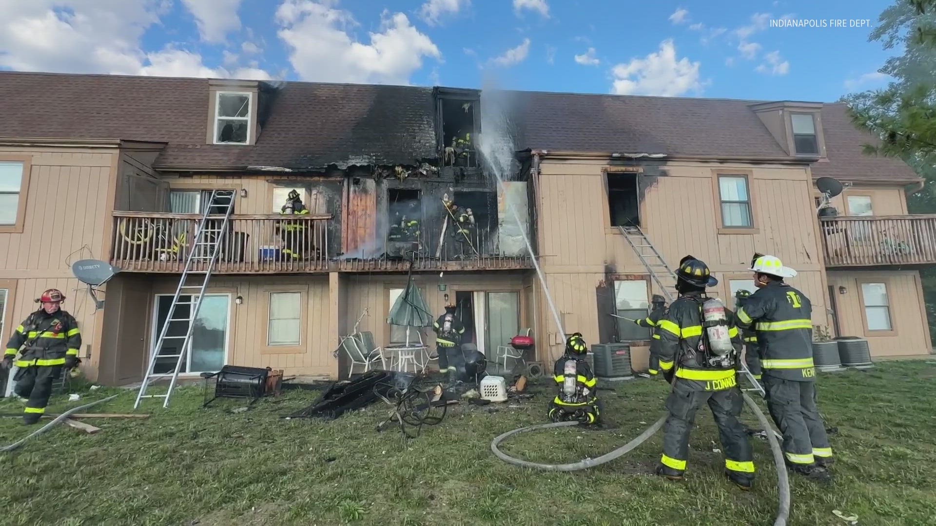 A fire started by grease on a stove at an east Indianapolis apartment complex damaged five units.