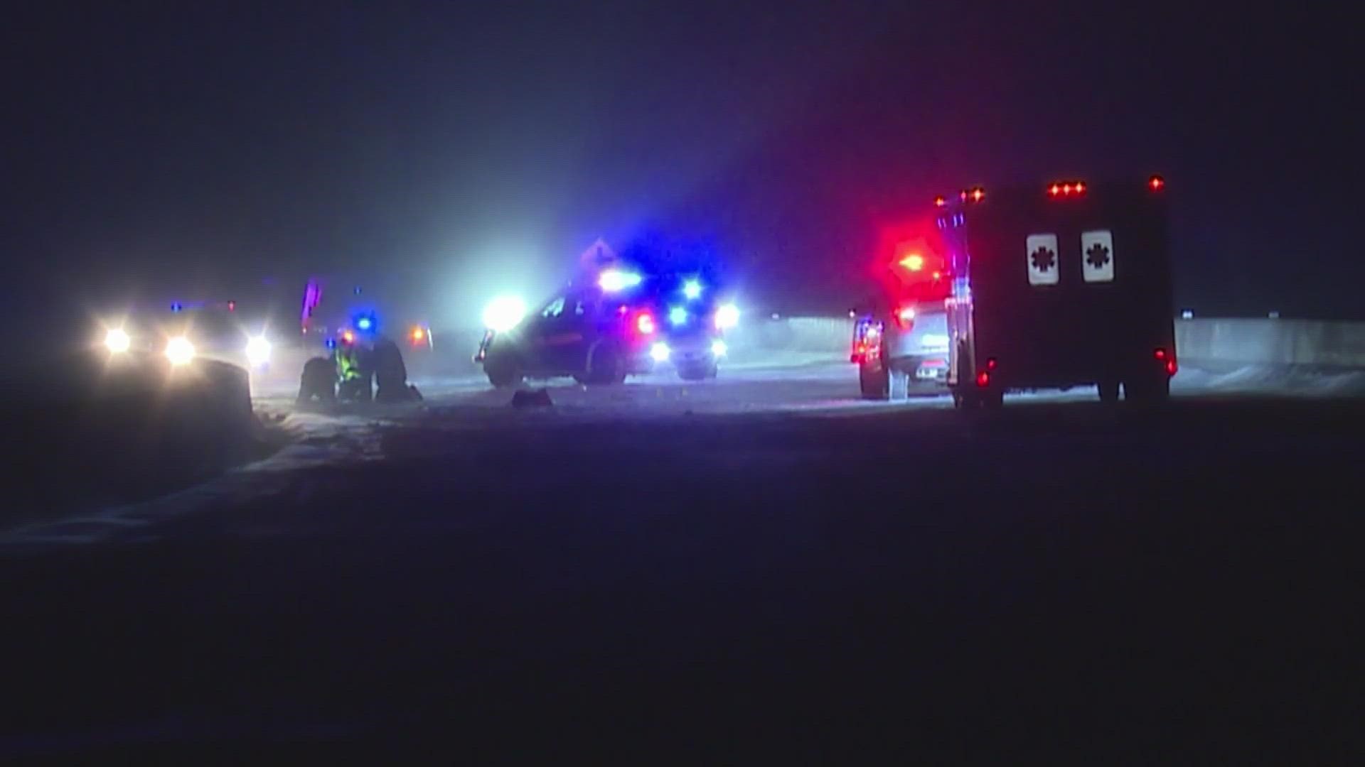 Police at the scene where a man was walking in the bitter cold with a toddler then shot at a deputy, who returned fire and injured the man.