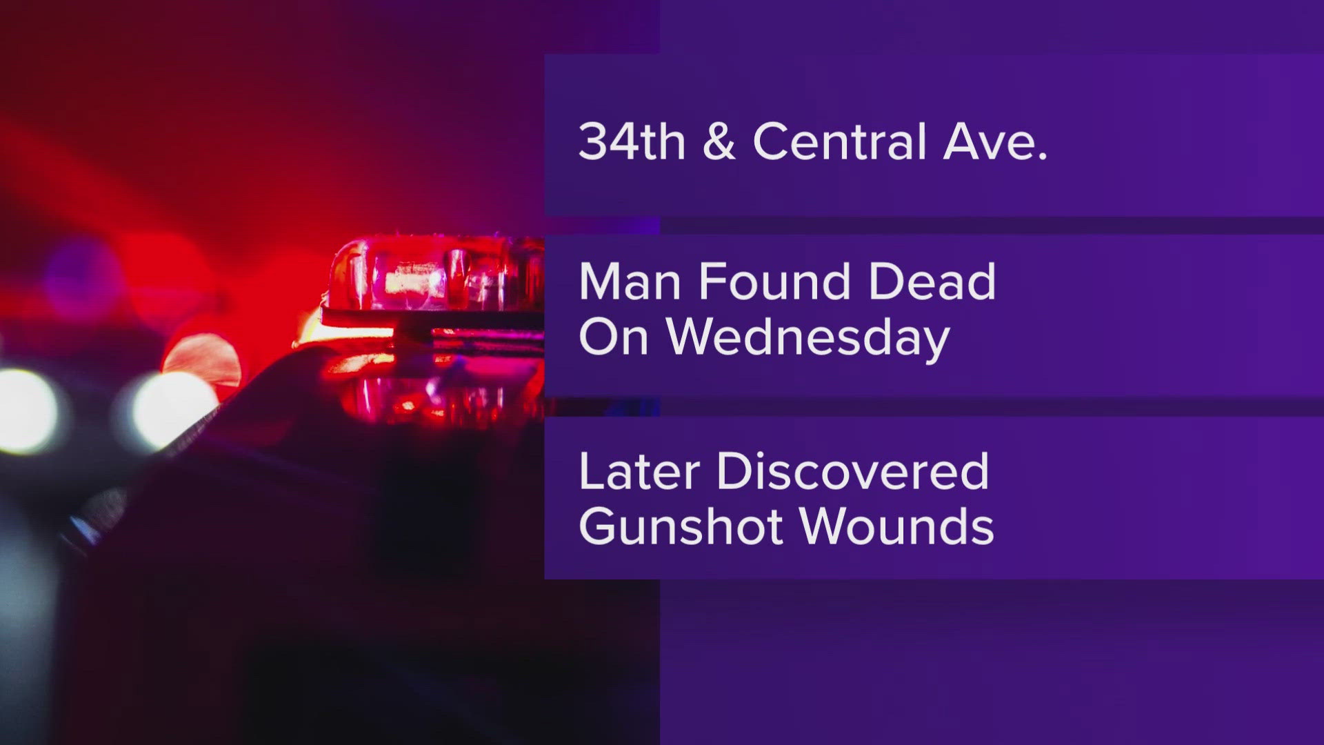 Officers found the body on Wednesday afternoon near 34th and Central. Investigators later discovered the victim had been shot.