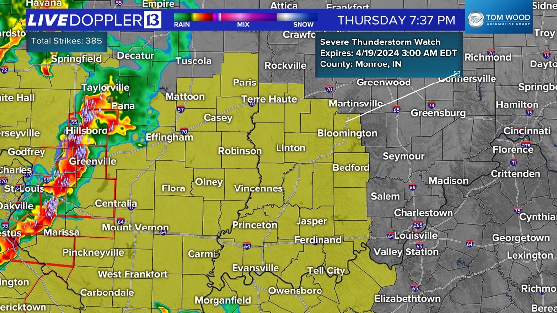 Severe Thunderstorm Watch issued for southwestern Indiana | Live ...