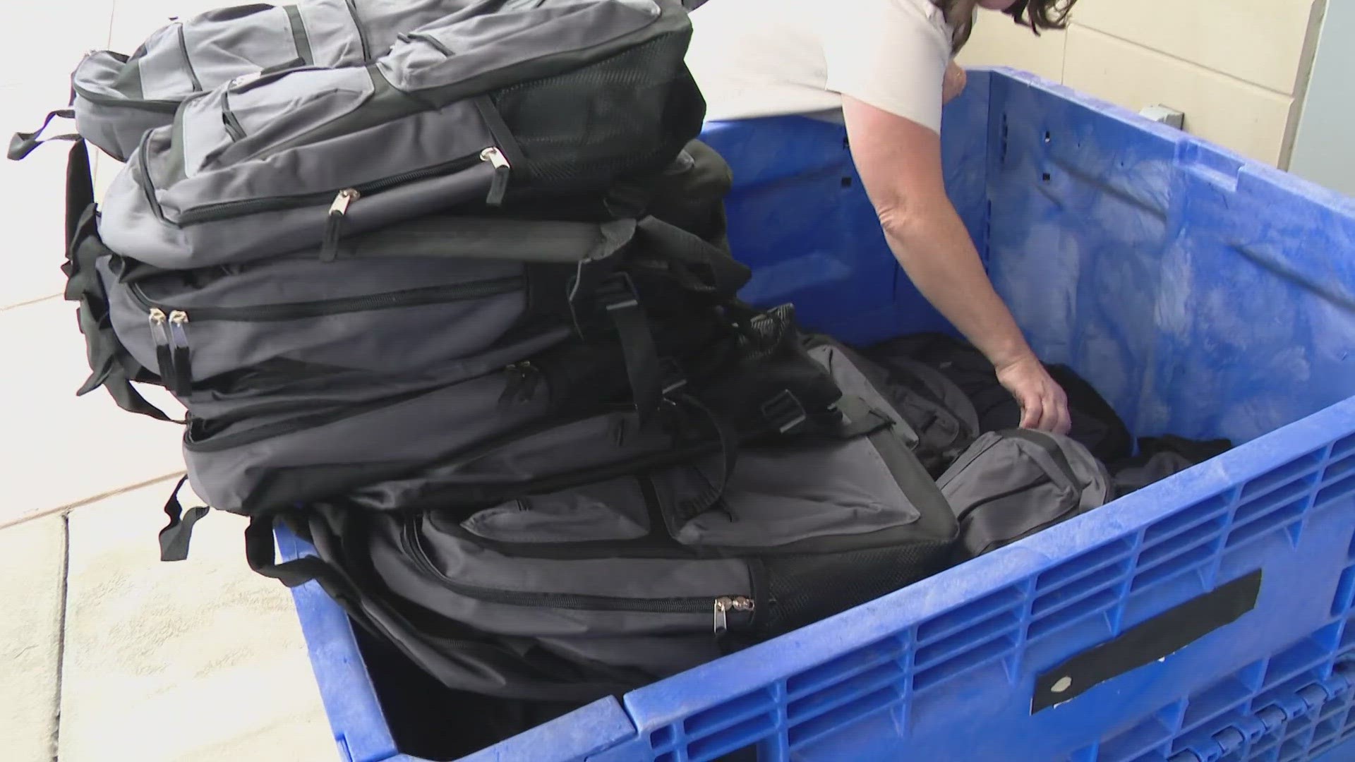 The backpacks were filled with school supplies.