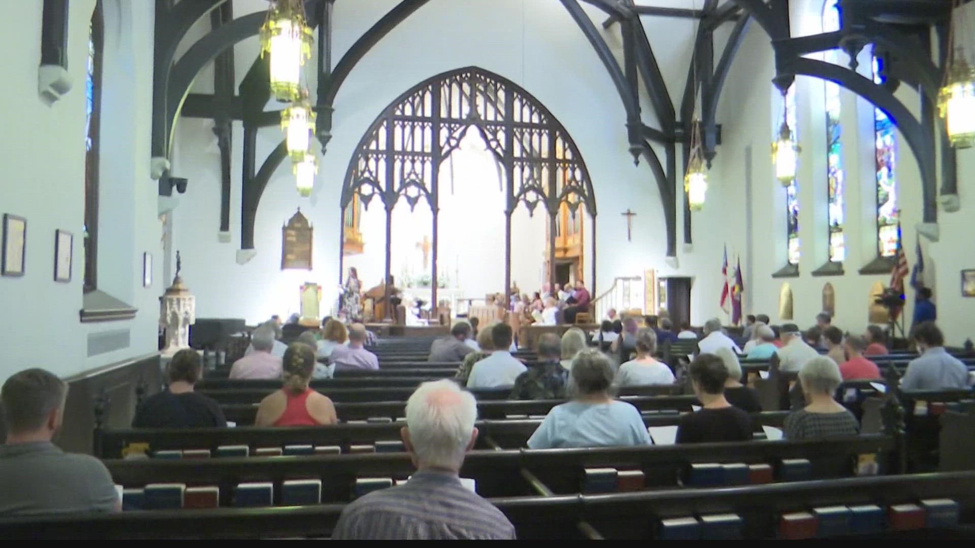 The gathering at one church was about providing a safe place for people to bring their feeling and fears and to pray about them.