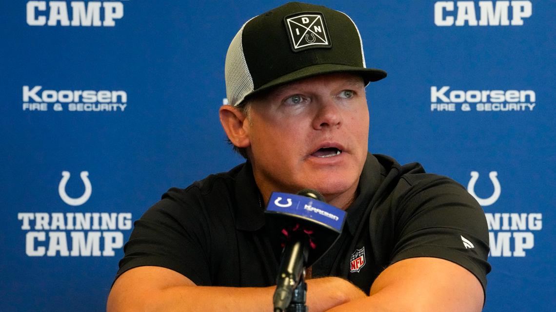 Indianapolis Colts general manager Chris Ballard speaks during a news  conference at the team's NFL football training facility, Thursday, Jan. 2,  2020, in Indianapolis. (AP Photo/Darron Cummings Stock Photo - Alamy