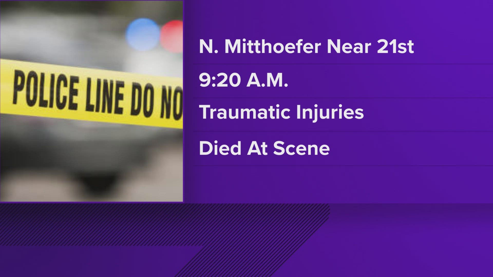 Around 9:30 a.m. Saturday, officers found the woman injured in a parking lot near 21st and Mitthoeffer. She died at the scene.