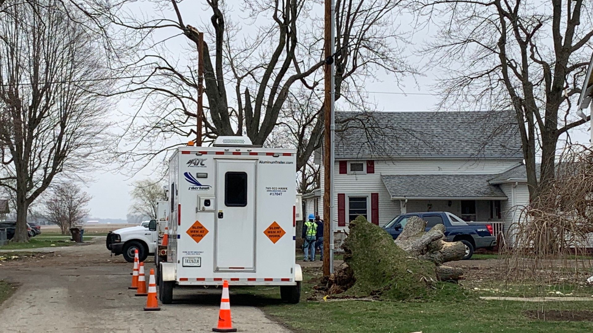 Tornado cleanup continues in Swayzee as another storm brews