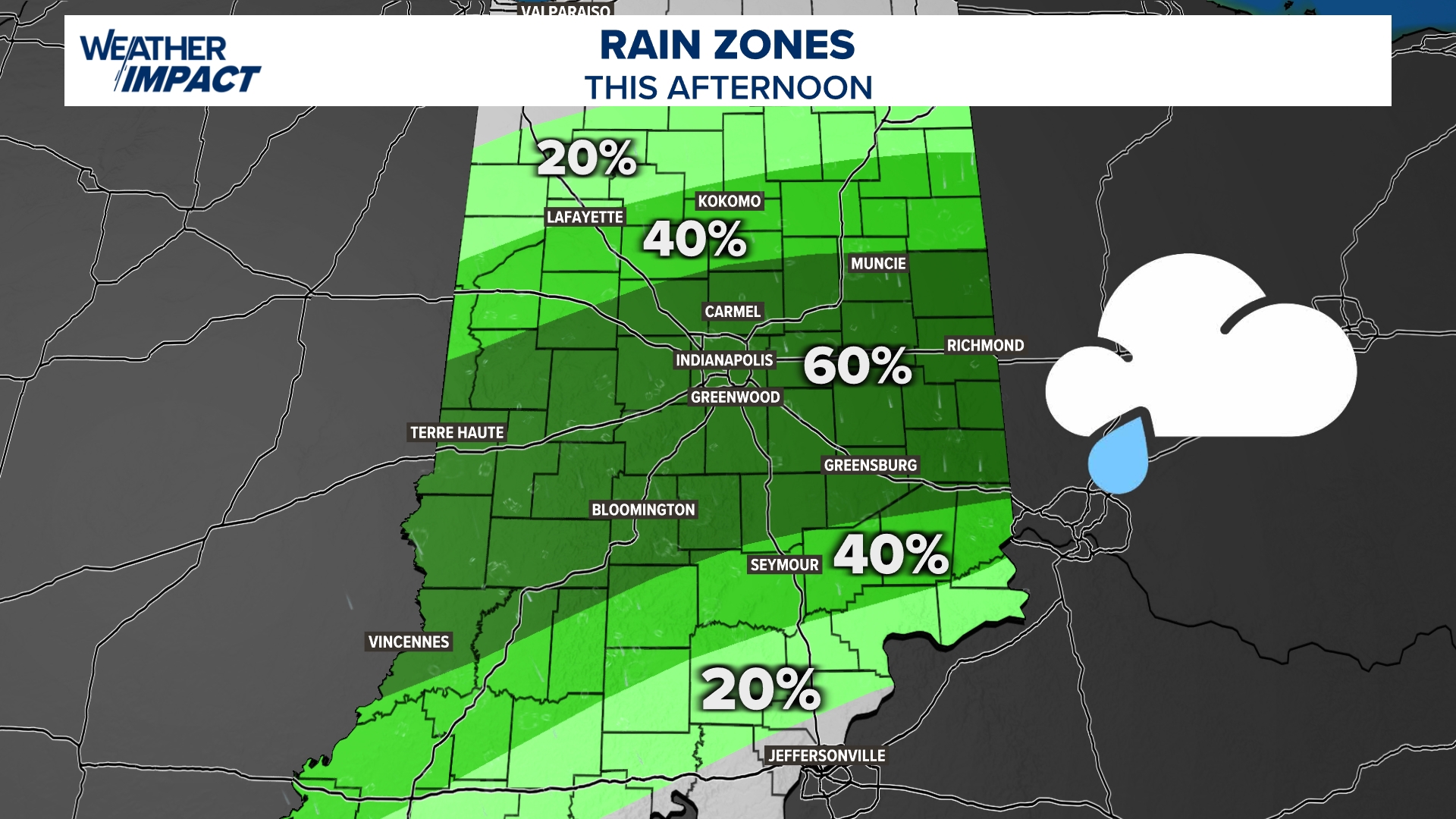 Scattered showers moving in Friday across Indiana | Rain zones | wthr.com
