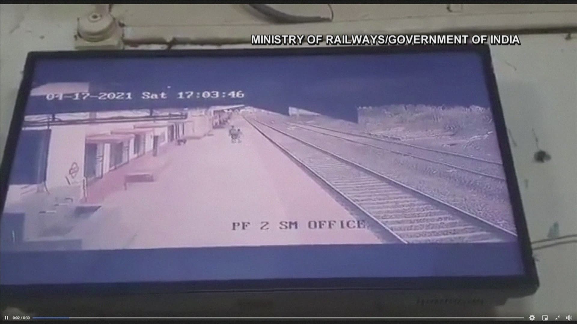 Security cameras captured the rescue of a child from train tracks in Mumbai.