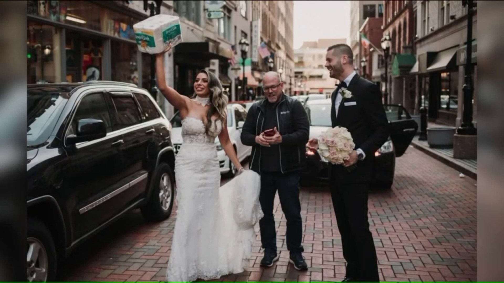 Stranger Gifts Newlyweds Toilet Paper At Photoshoot During Covid