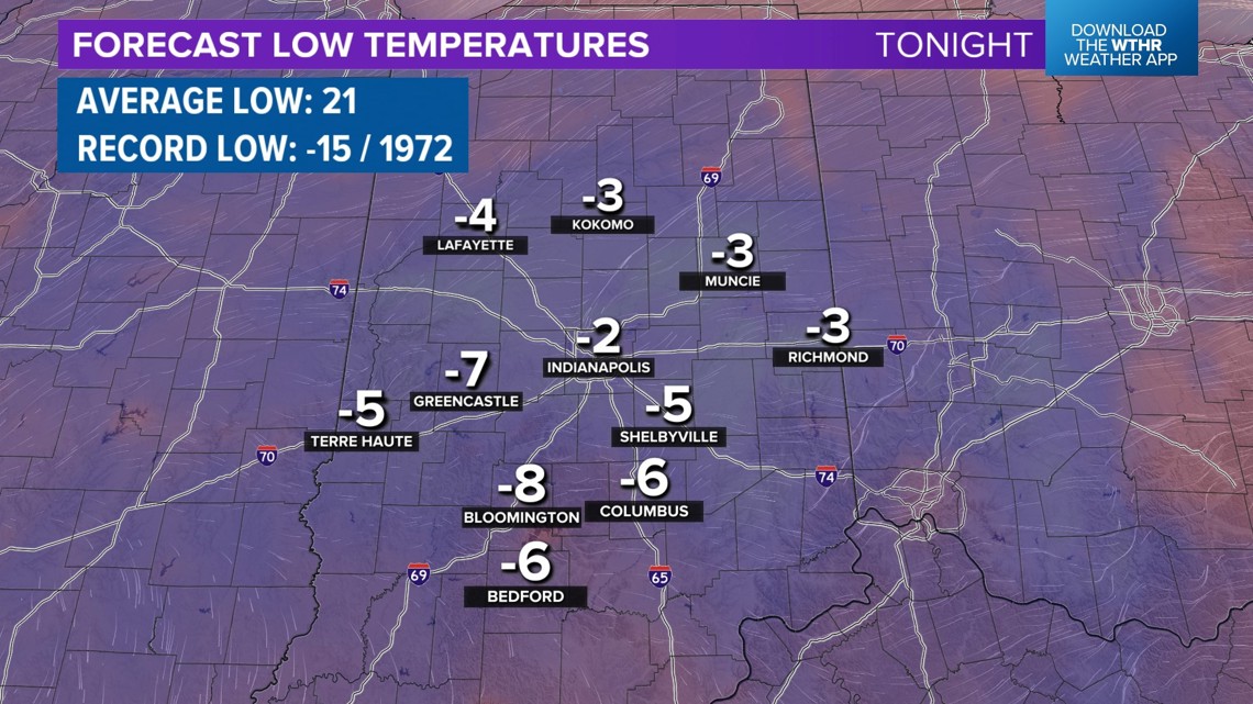 Dangerous cold across central Indiana Tuesday night