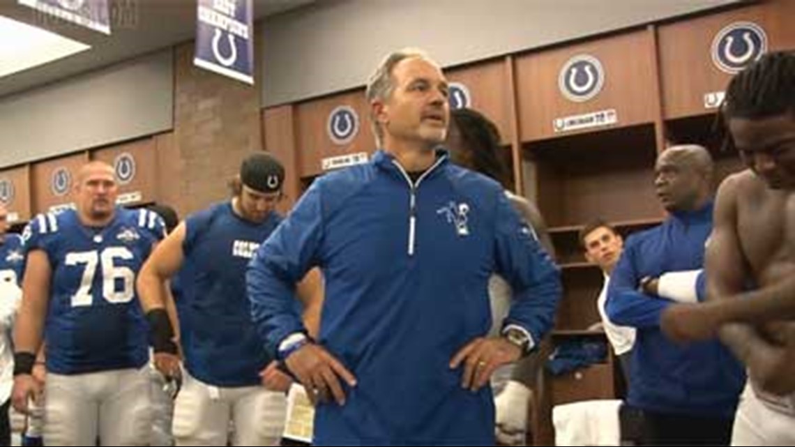 Colts Coach Chuck Pagano Forces Steelers Fan Watching Training Camp Into  Andrew Luck Jersey - Behind the Steel Curtain