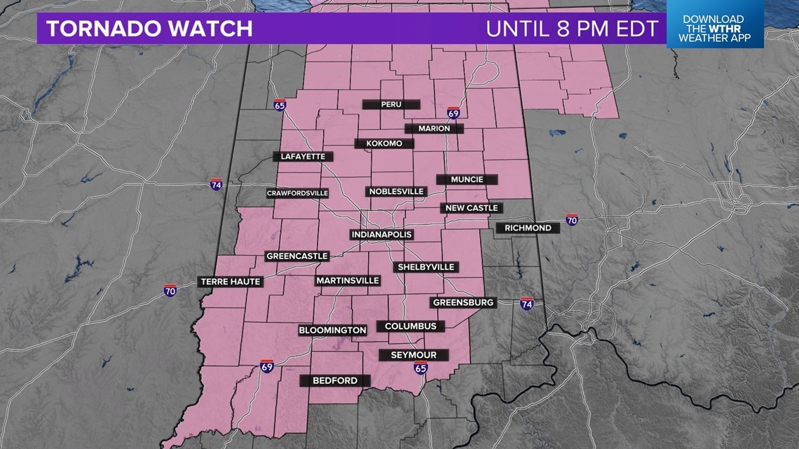 Tornado Watch issued until 8 p.m. as storms move through Indiana