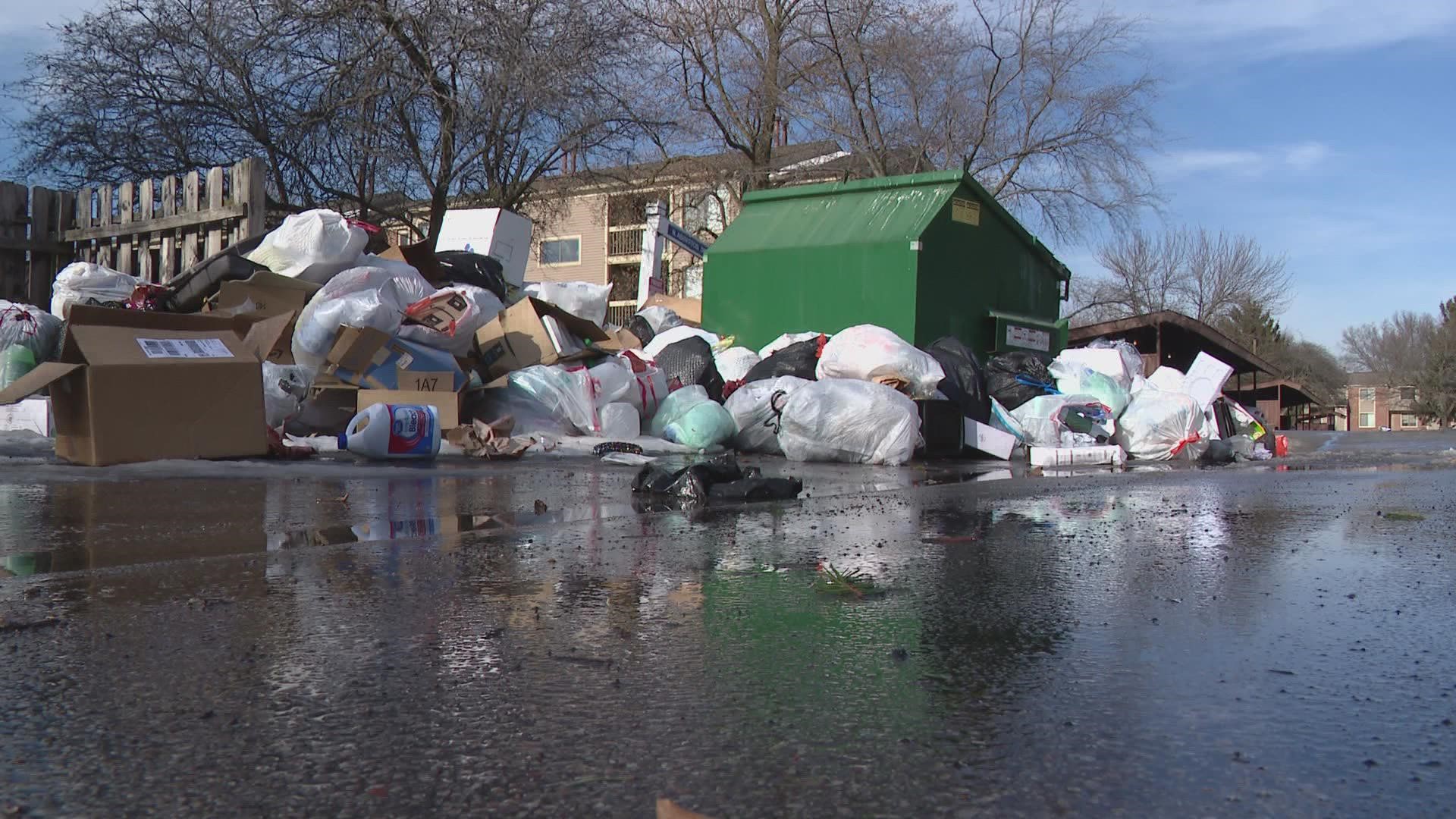 One resident said it's at least two week's worth of uncollected trash.
