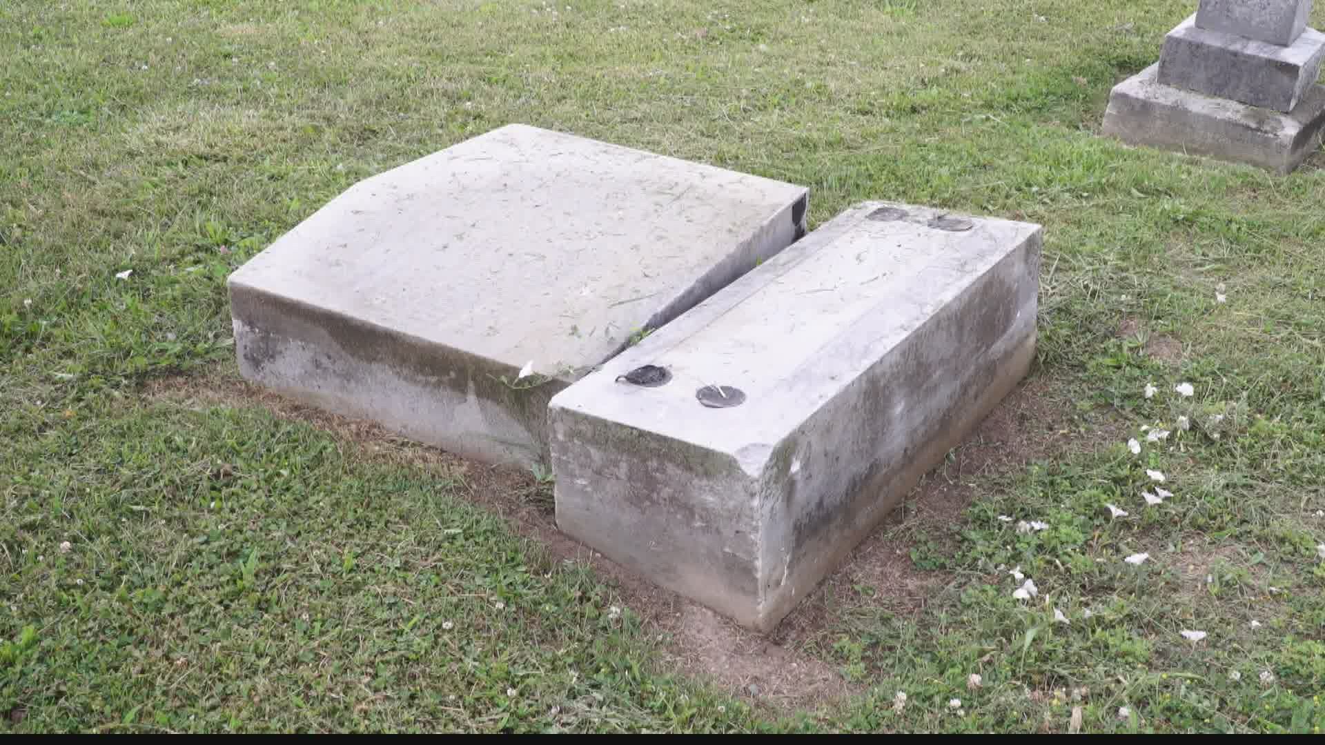 Police say children as young as 5-years-old are responsible for damaging headstones in an Elwood cemetery.