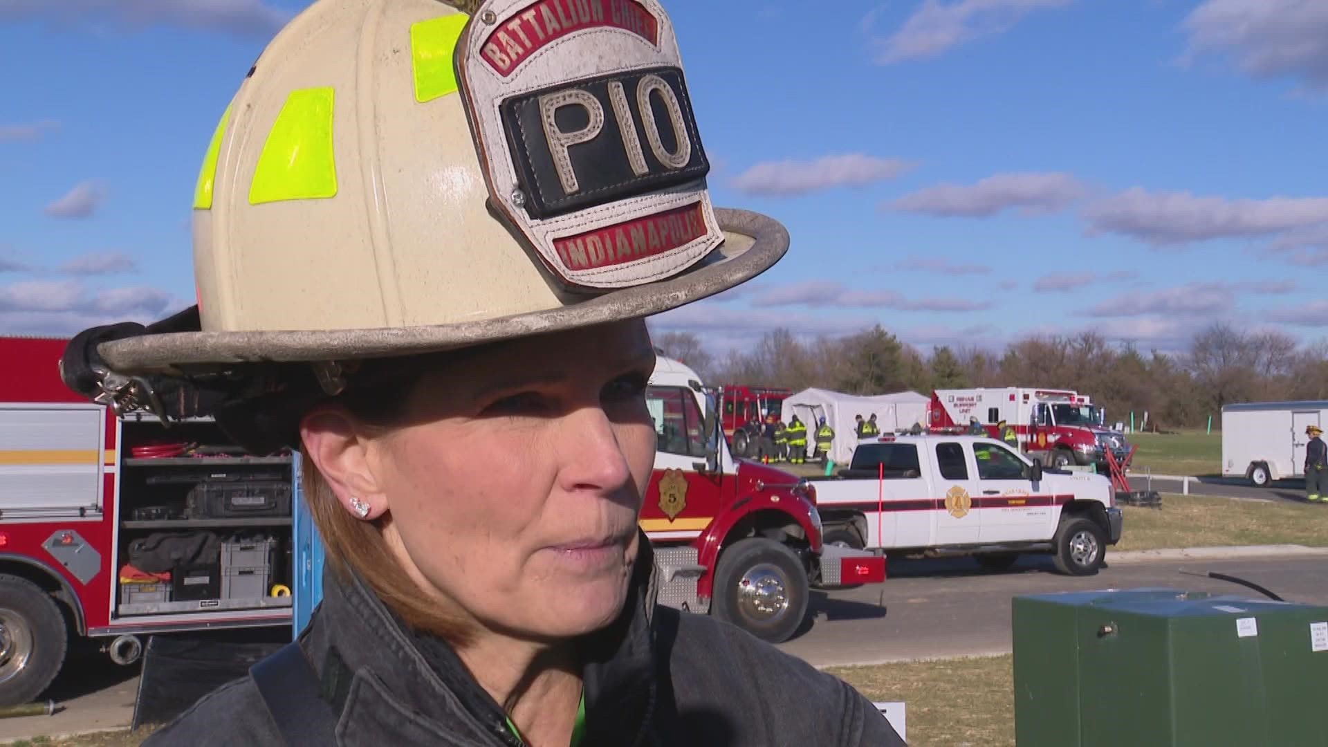 Emergency crews freed a worker stuck in a trench for hours.