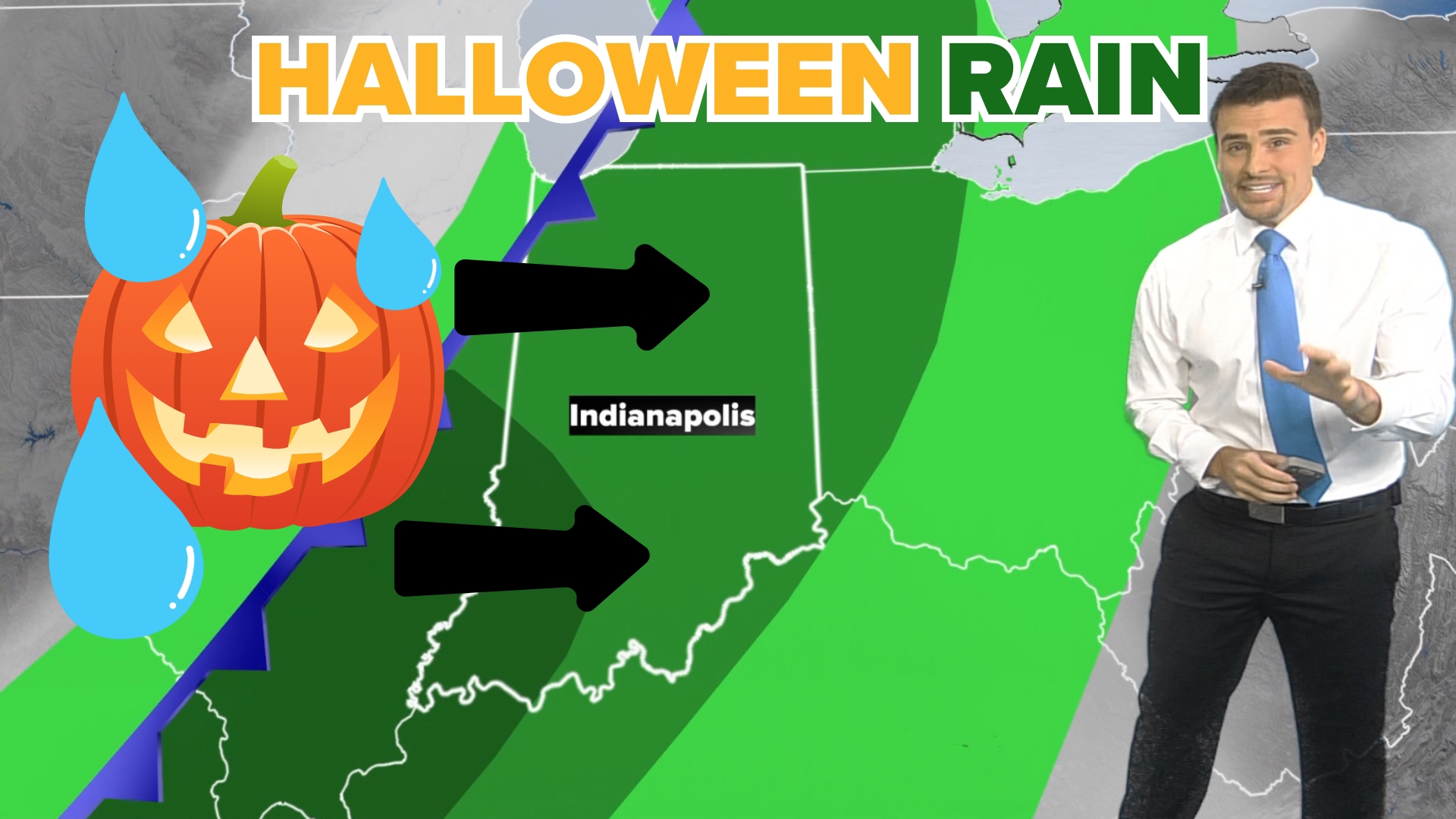 A cold front will bring rain chances for all of Indiana on Halloween. We have the latest look at timing chances and how much may fall. It's an early look.