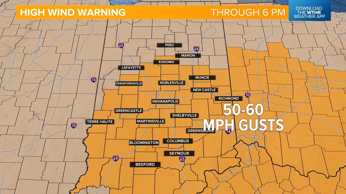 High Wind Warning for most of Indiana Saturday