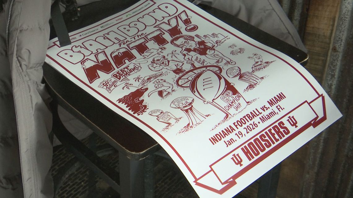 IU football fans line up for latest playoff poster