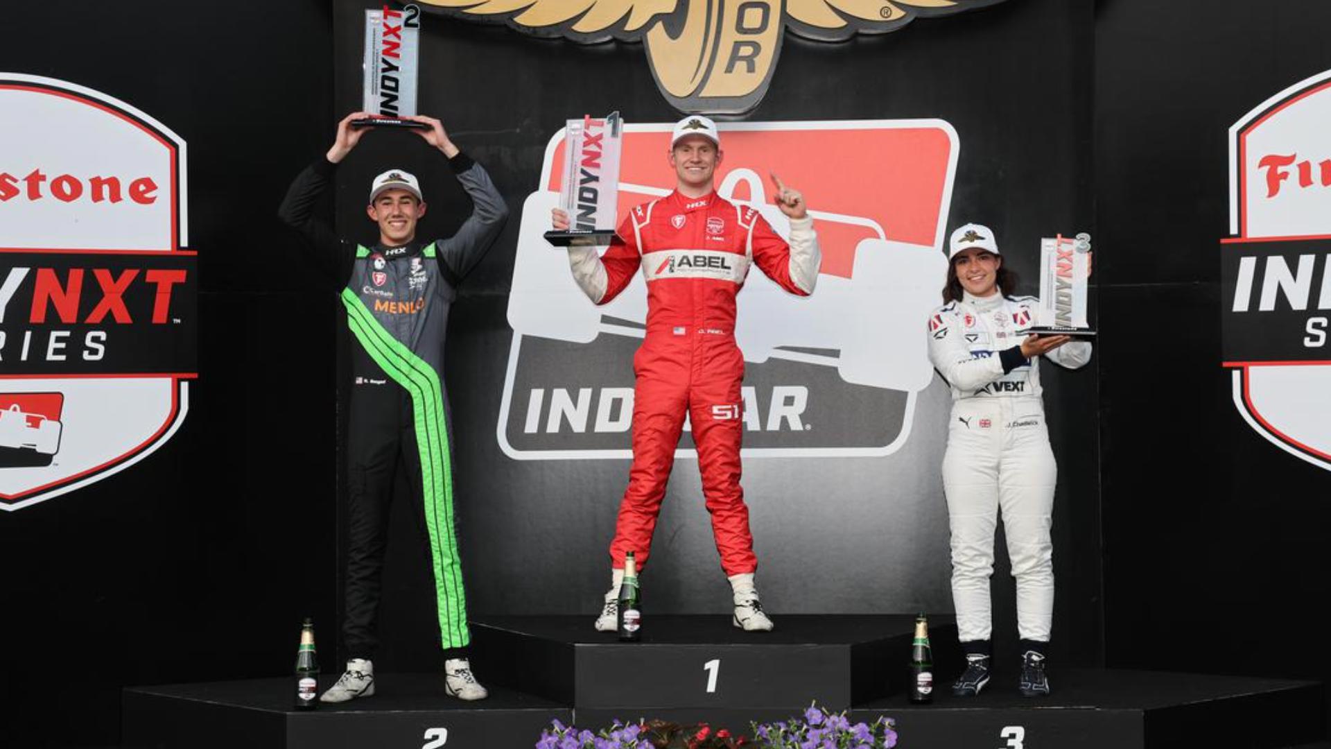 Abel wins Indy NXT race at IMS road course; Chadwick finishes P3