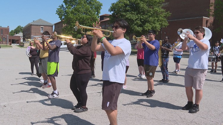 IPS All-City Marching Band prepares for the AES 500 Festival Parade
