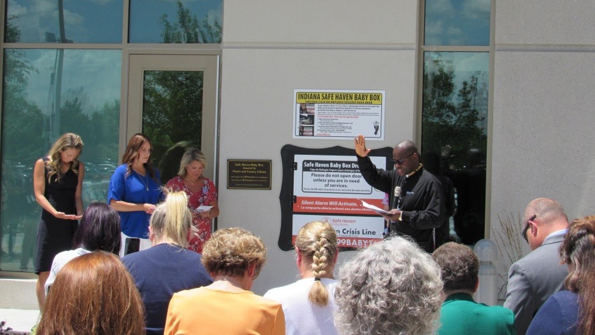 The Safe Haven Baby Box at Franciscan Health Indianapolis is located outside the Center for Women and Children, Entrance Door #2 at 8111 S. Emerson Ave.