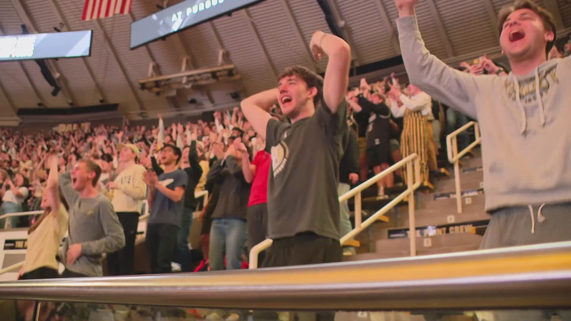 13News reporter Karen Campbell reports from West Lafayette where Purdue fans celebrated after the Boilermakers defeated NC State.