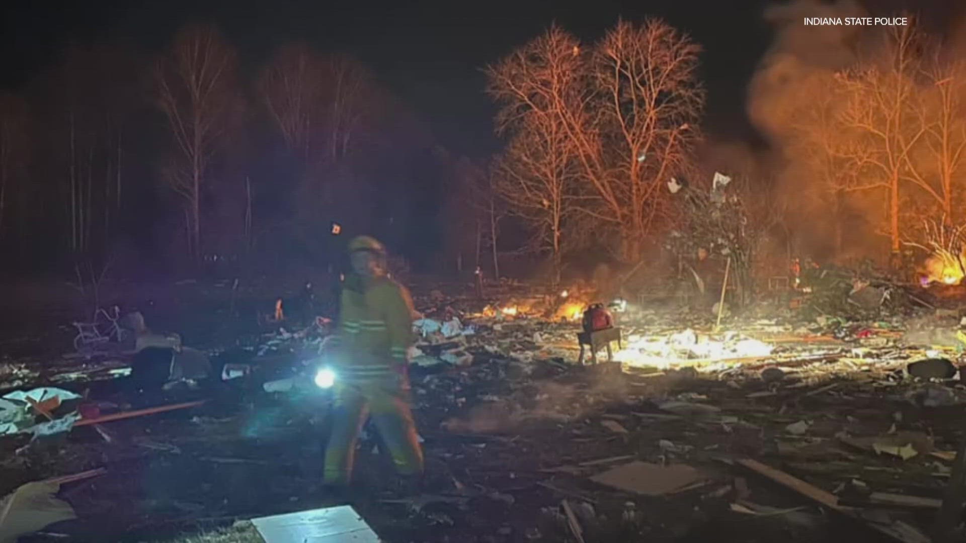 Officials said the entire home was destroyed in the explosion Monday evening, which was heard as much as 10 miles away.