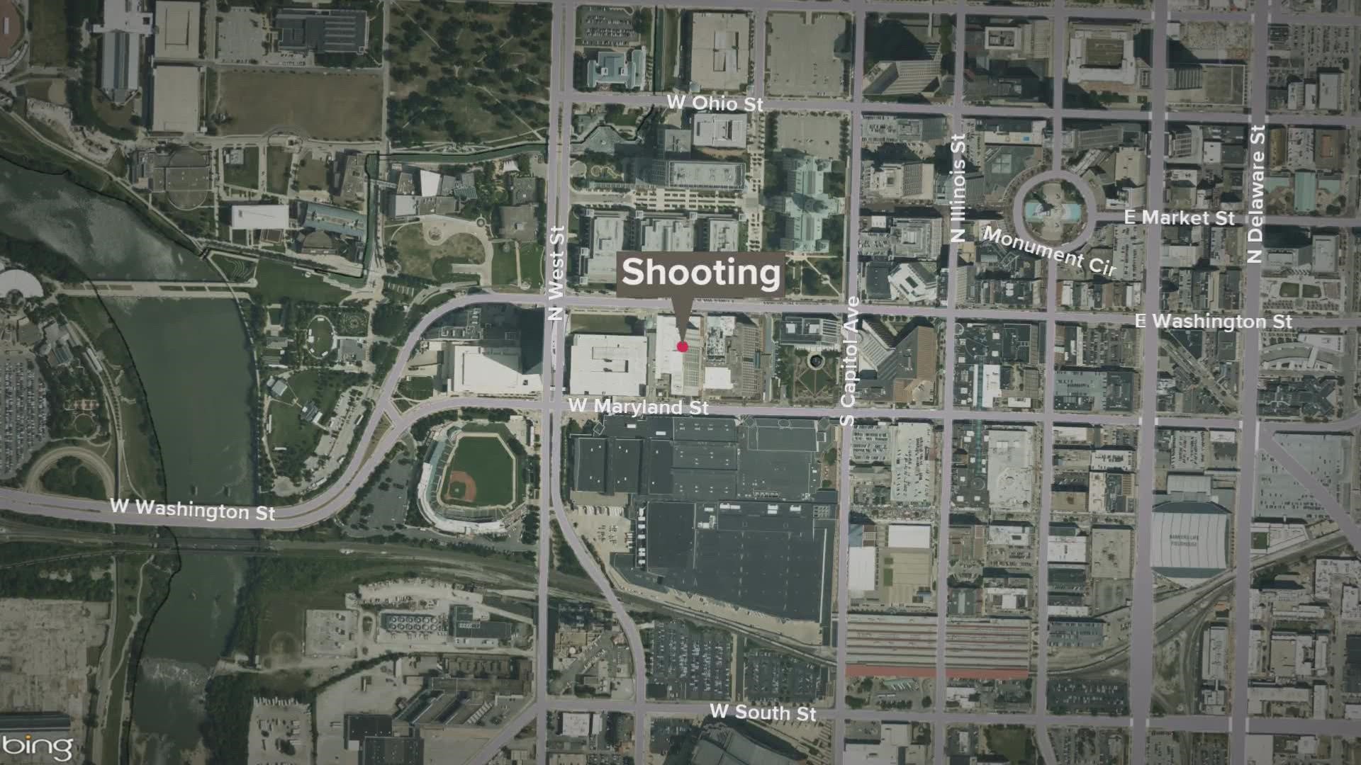 Metro Police say a man was shot and seriously hurt near a hotel in downtown Indianapolis early Saturday.
