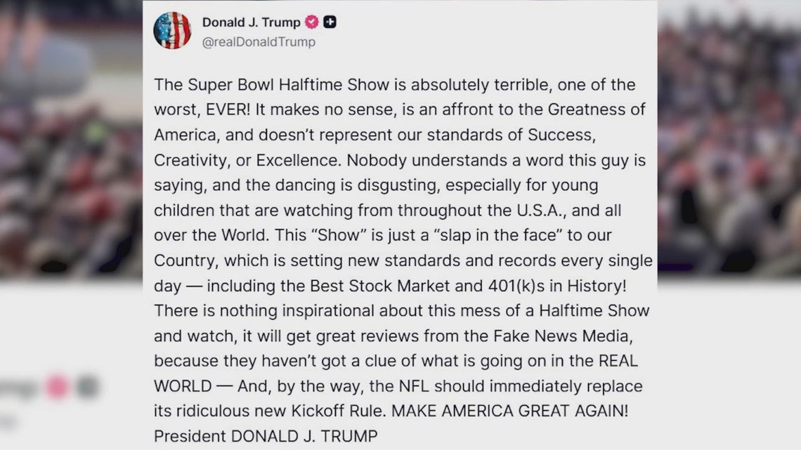 President Trump posted his reaction to the Super Bowl halftime show to ...