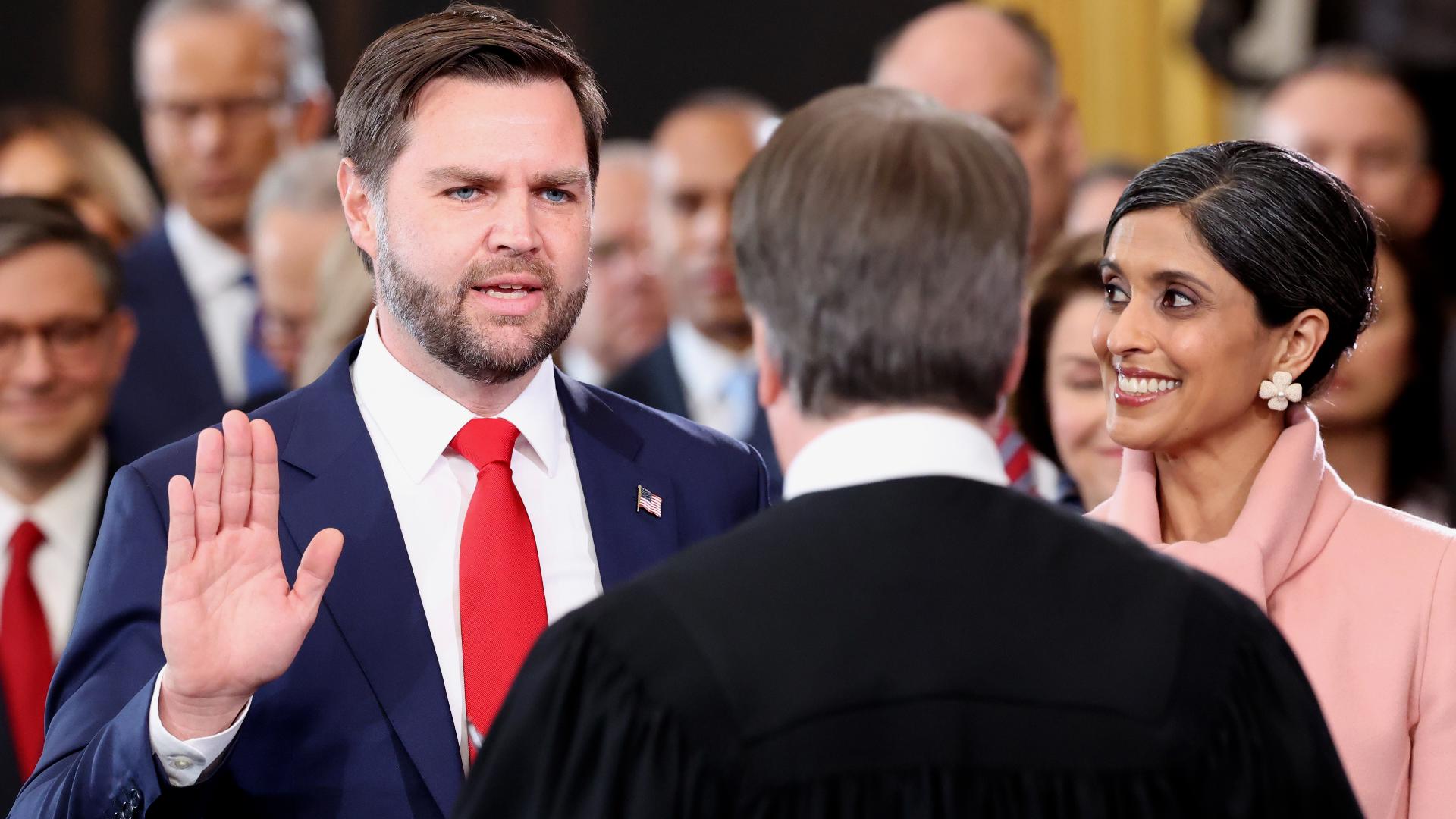 JD Vance being sworn in as Vice President