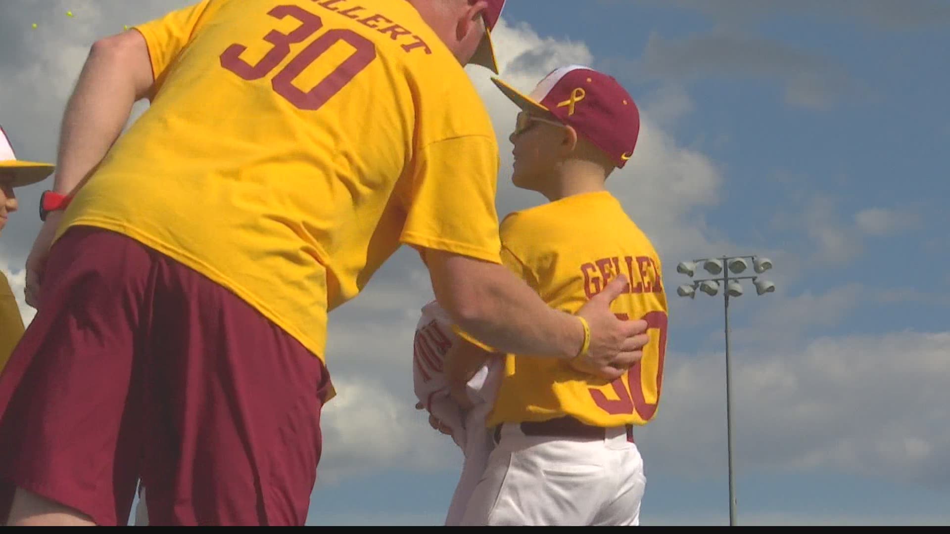 More than a dozen youth baseball teams came together at Westfield's Grand Park to celebrate Logan Gellert, who is fighting cancer.