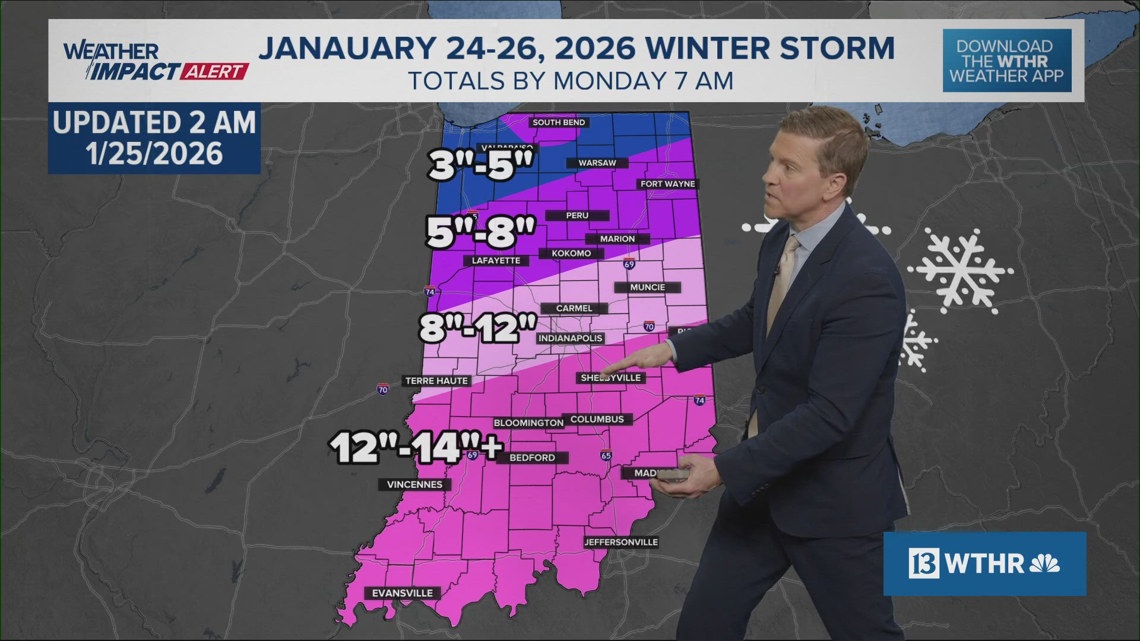 Early Sunday morning update on snow totals, winter storm in Indiana ...