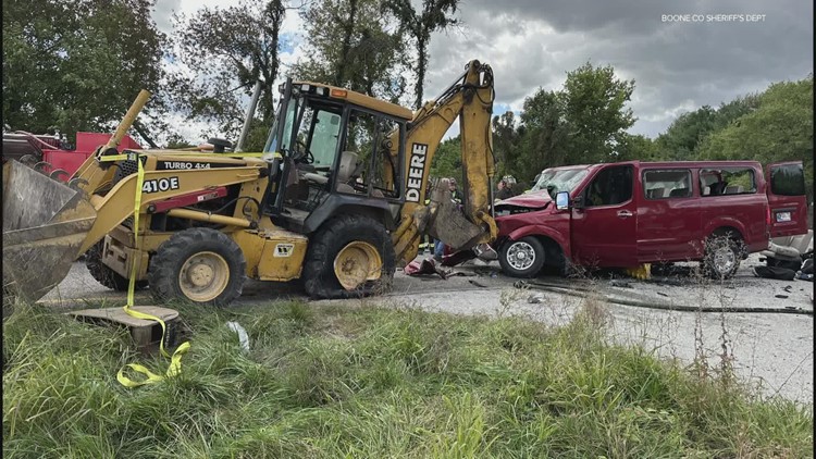 6 volleyball players recover after van crashes into construction equipment