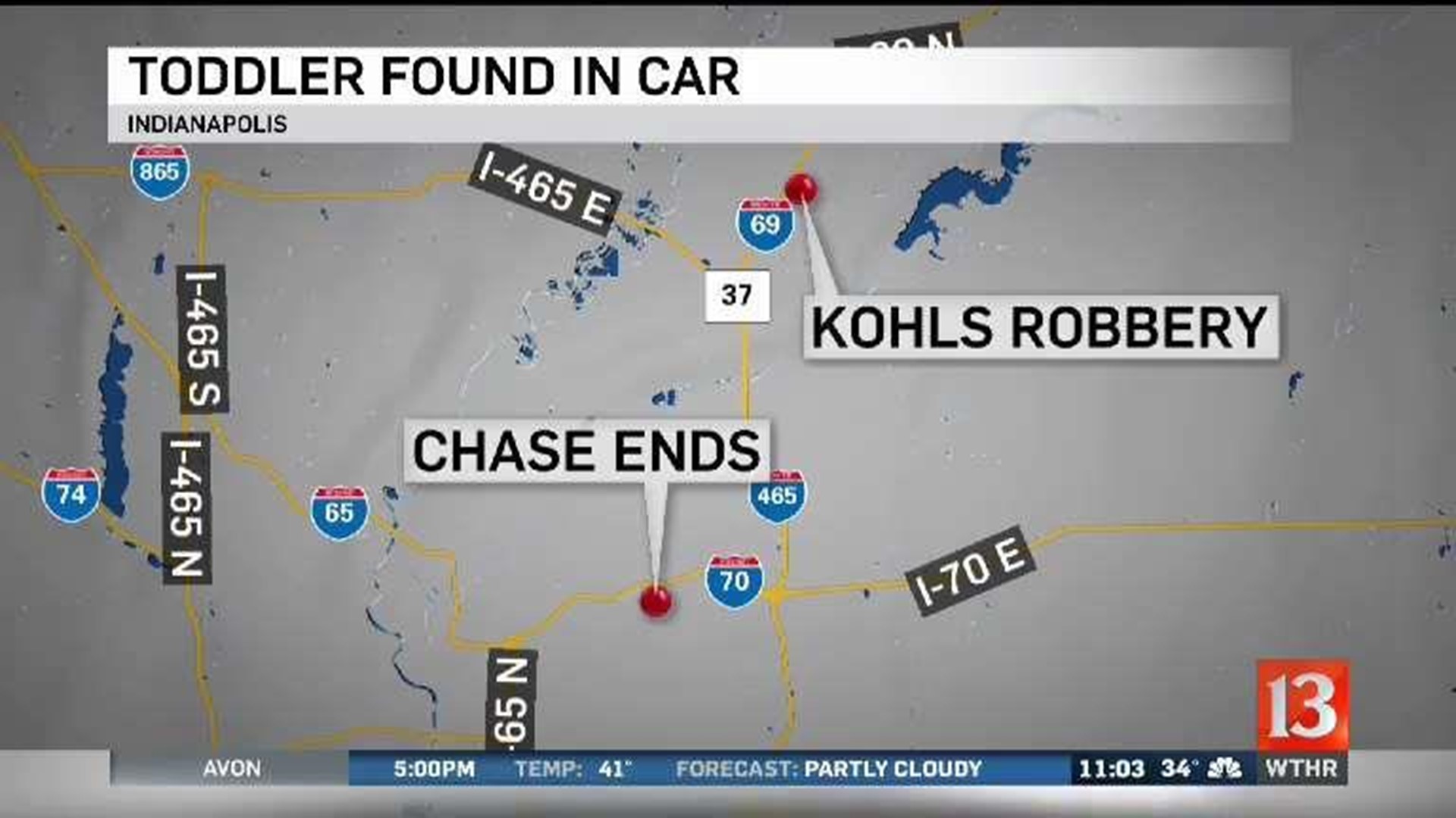 Toddler found in car during pursuit