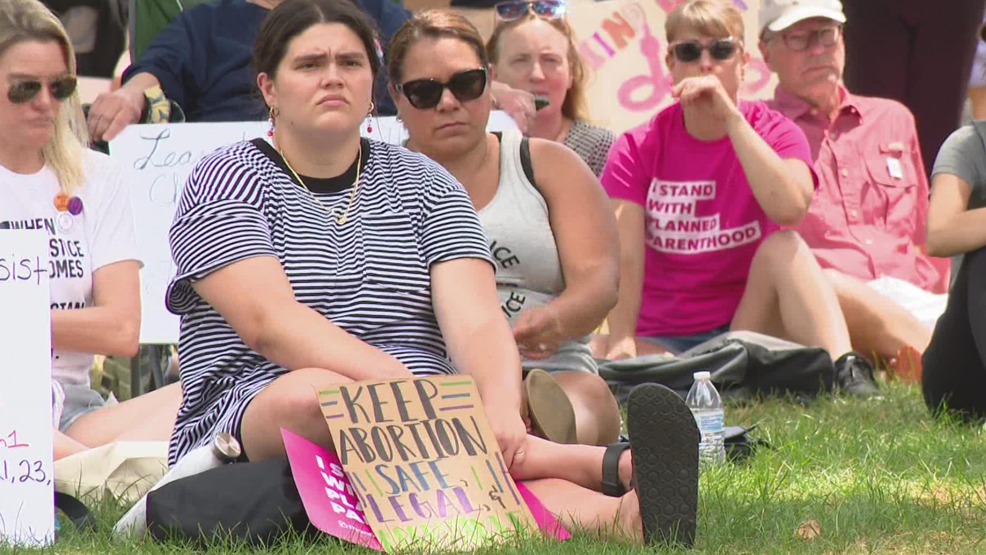 In Indianapolis on Saturday, hundreds of people gathered downtown at Military Park for a "Bans off Block Party" in support of keeping abortion legal in Indiana.