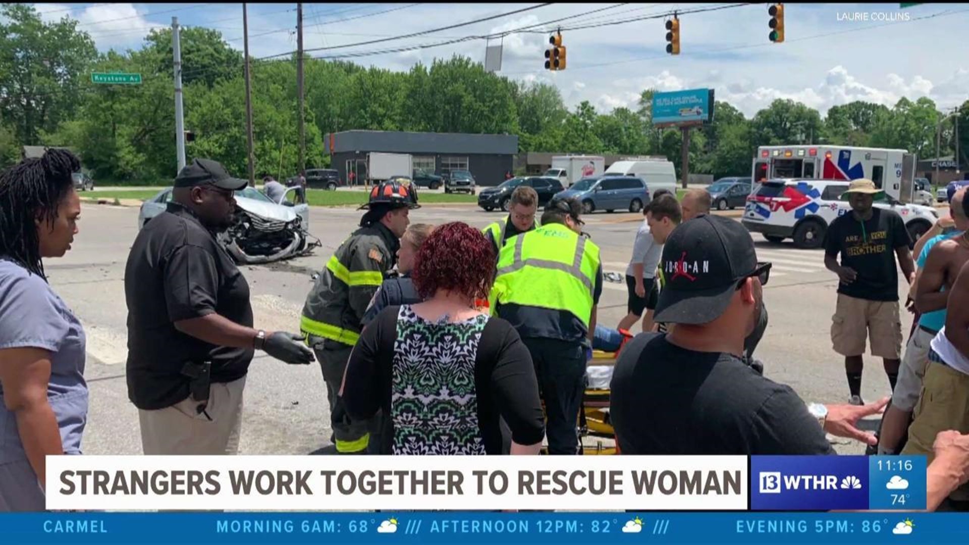 Strangers work together to rescue woman