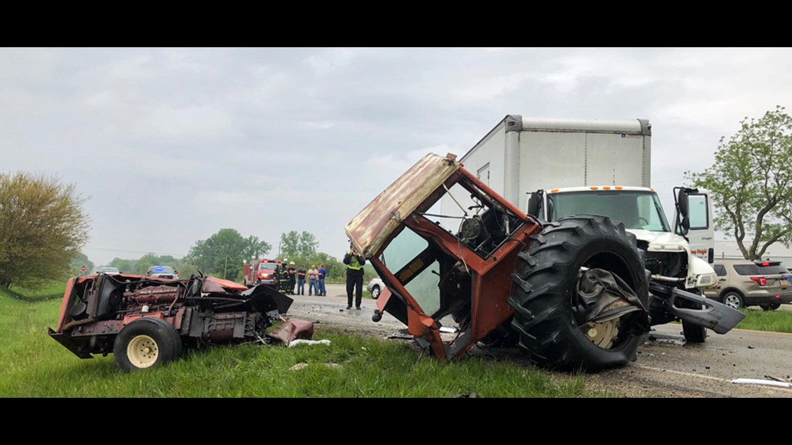 Farm tractor driver critical after collision with truck