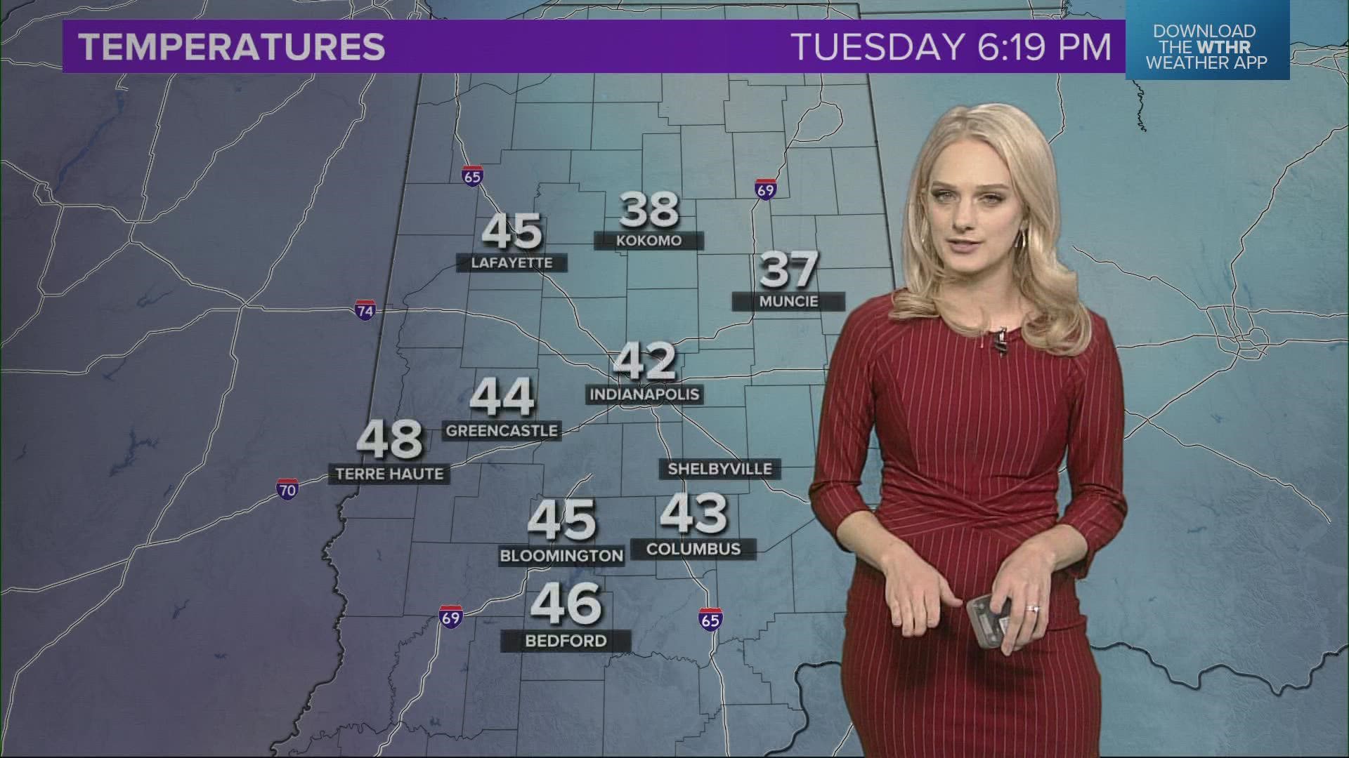 Chelsea Stevens has your latest forecast. Get more updates with the WTHR Weather app.