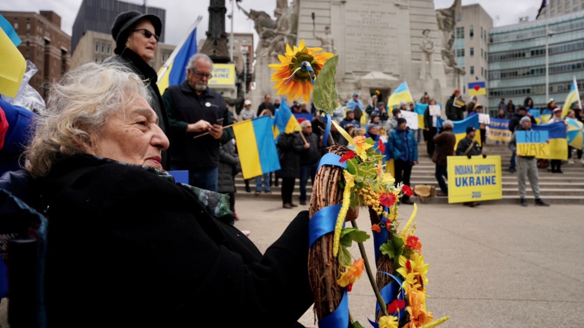 Protesters called for justice for Bucha, a Kyiv suburb that Ukrainian forces recently reclaimed only to uncover the horrors left behind by the Russian army.