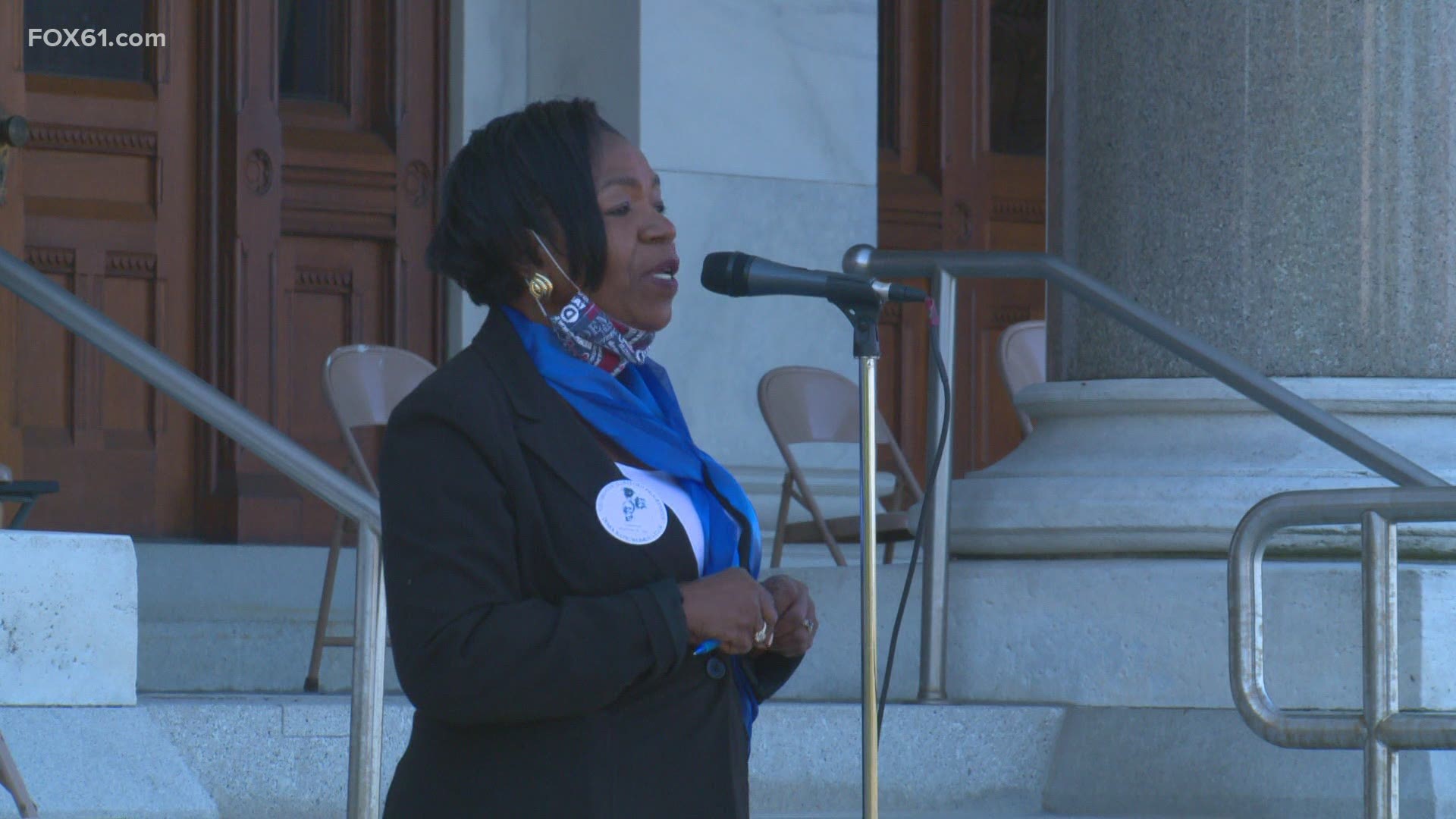 Women gathered at the state capitol for a rally about "breaking the glass ceiling" in politics, and reflected on RGB's role in that process.