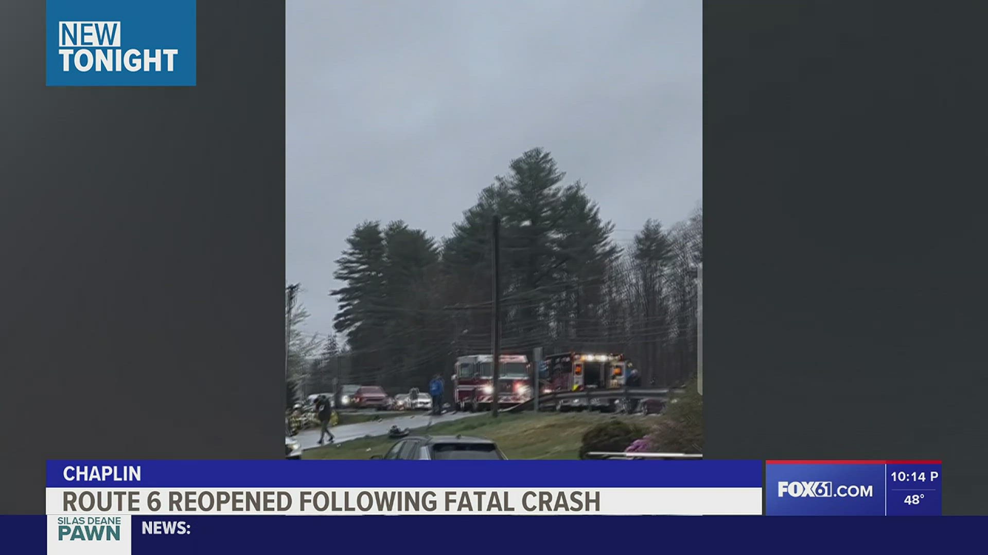 Connecticut State Police Troop D responded to a crash on Willimantic Road in Chaplin, and a fatality was reported.