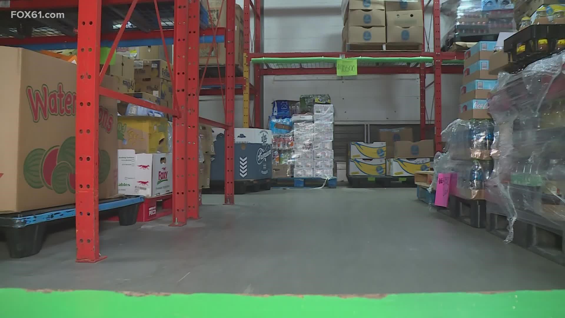 The United Way food center is a warehouse where food pantries in New London County can shop to fill the pantry.